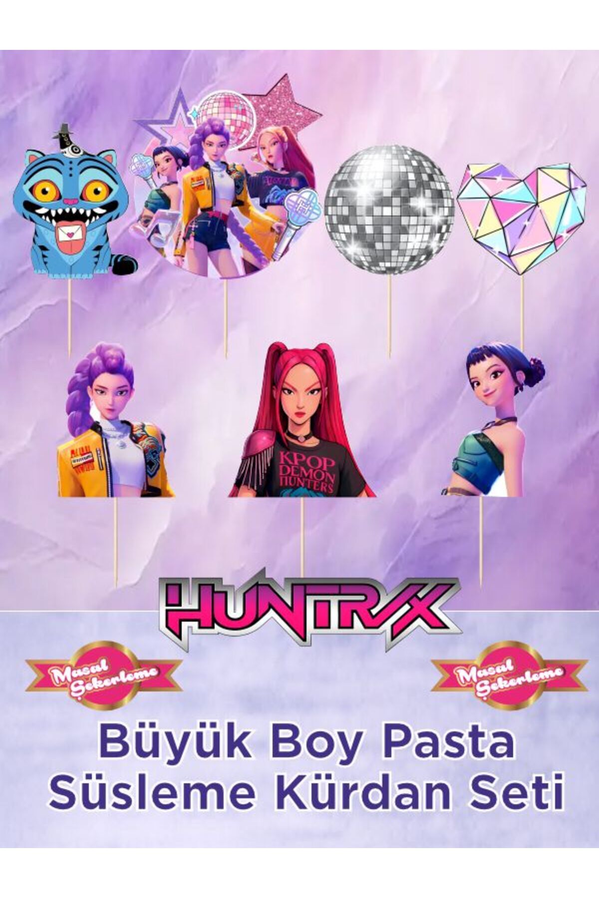K-POP・アジア mysuperstar Masal Şekerleme Büyük Boy K pop Hunterx Pasta Süsleme Kürdan Seti