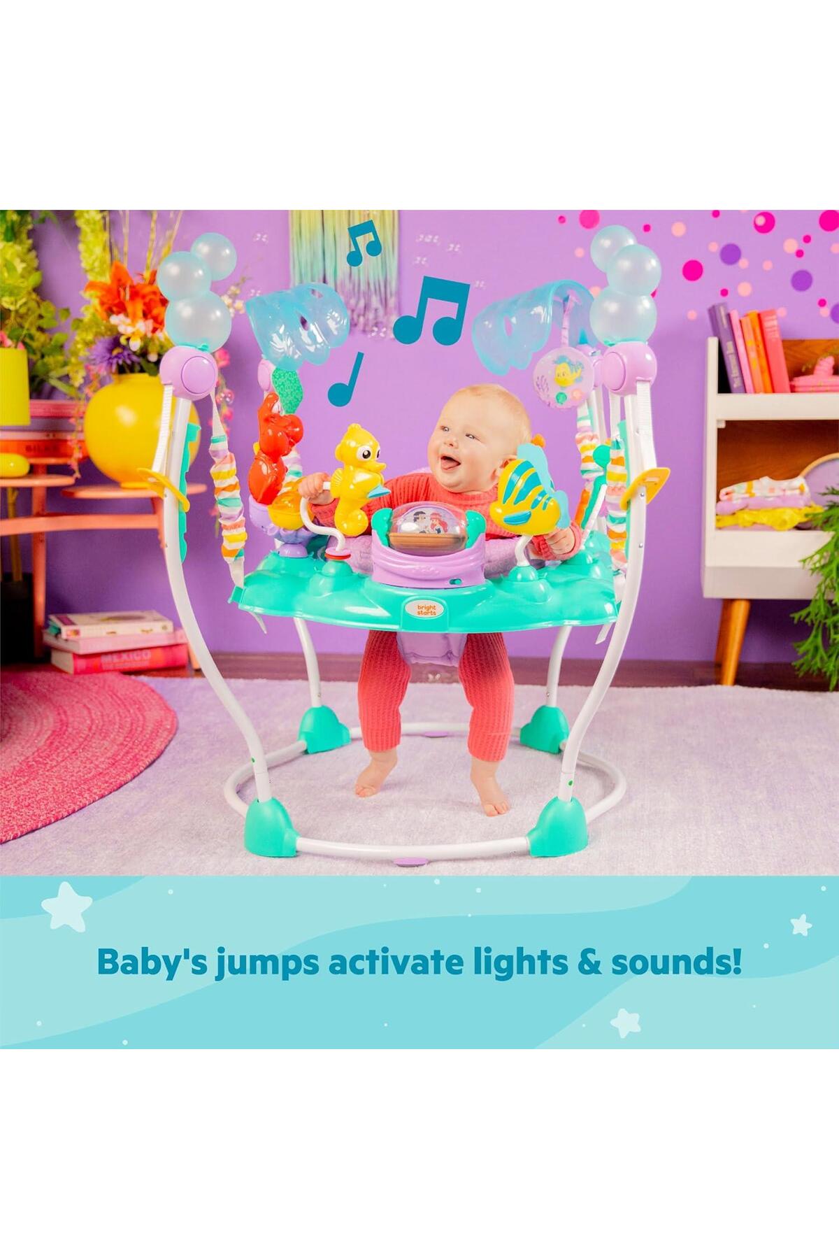 Bebekya Bright Starts Disney Prenses Ariel Aktiviteli Işıklı ve Sesli Hoppala Disney The Little Mermaid Sea fotoğrafı 3 (önizleme)