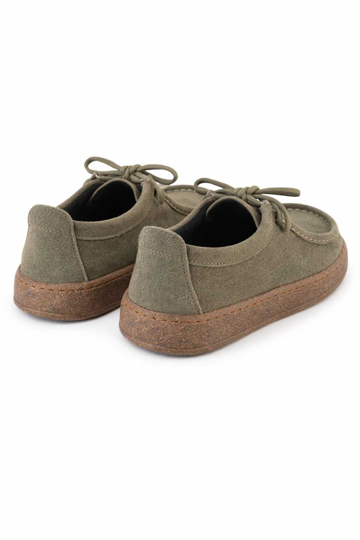 Melinta Shoes Melinta Haki Süet Kauçuk Taban Kadın Loafer Günlük Ayakkabı görsel 4