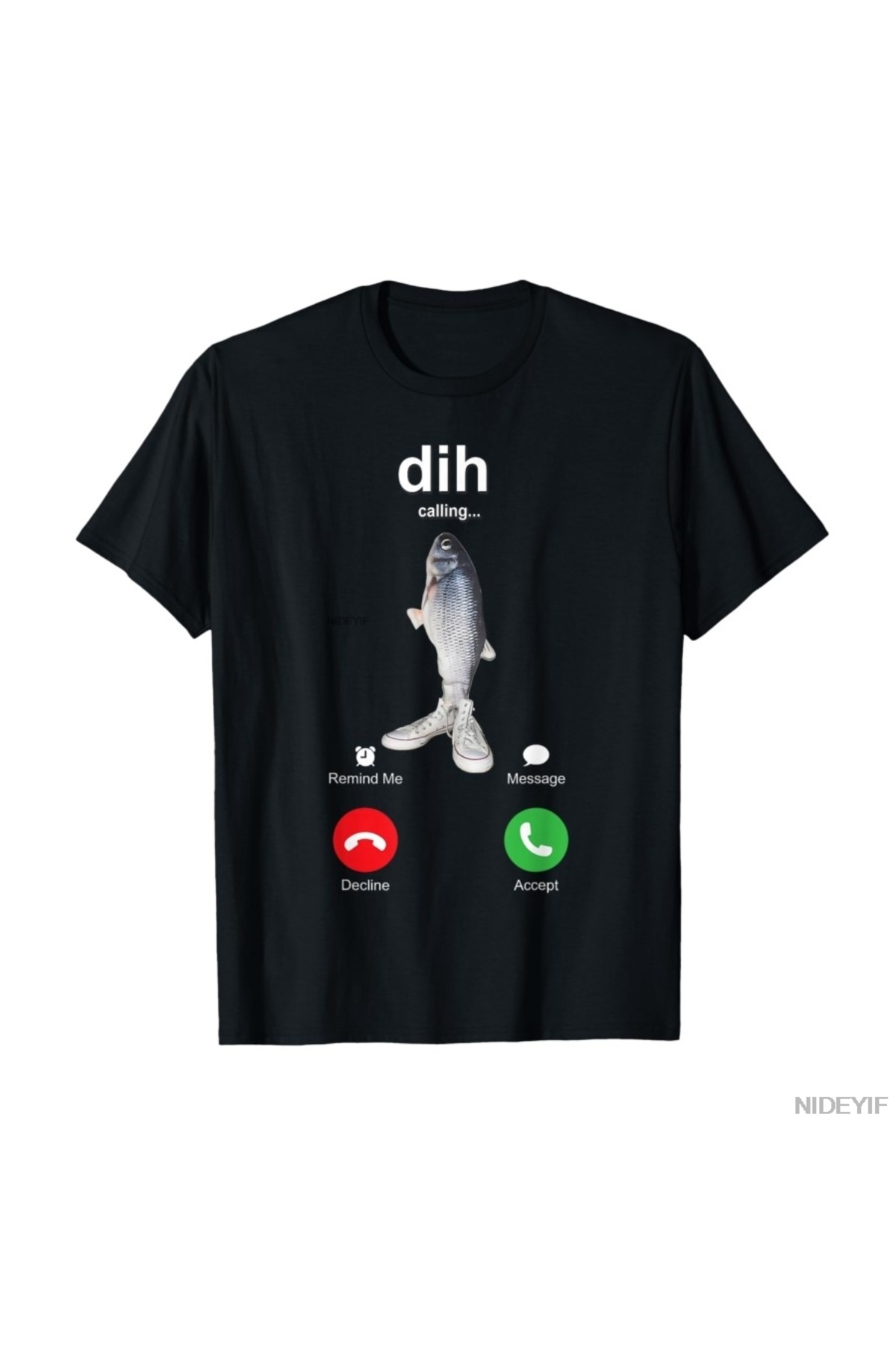 Flood Of Style Dih Komik Telefon Görüşmesi Memesi Diyor, fih Balıkçılık Beyin Bozukluğu Tişörtü Erkekler ve
