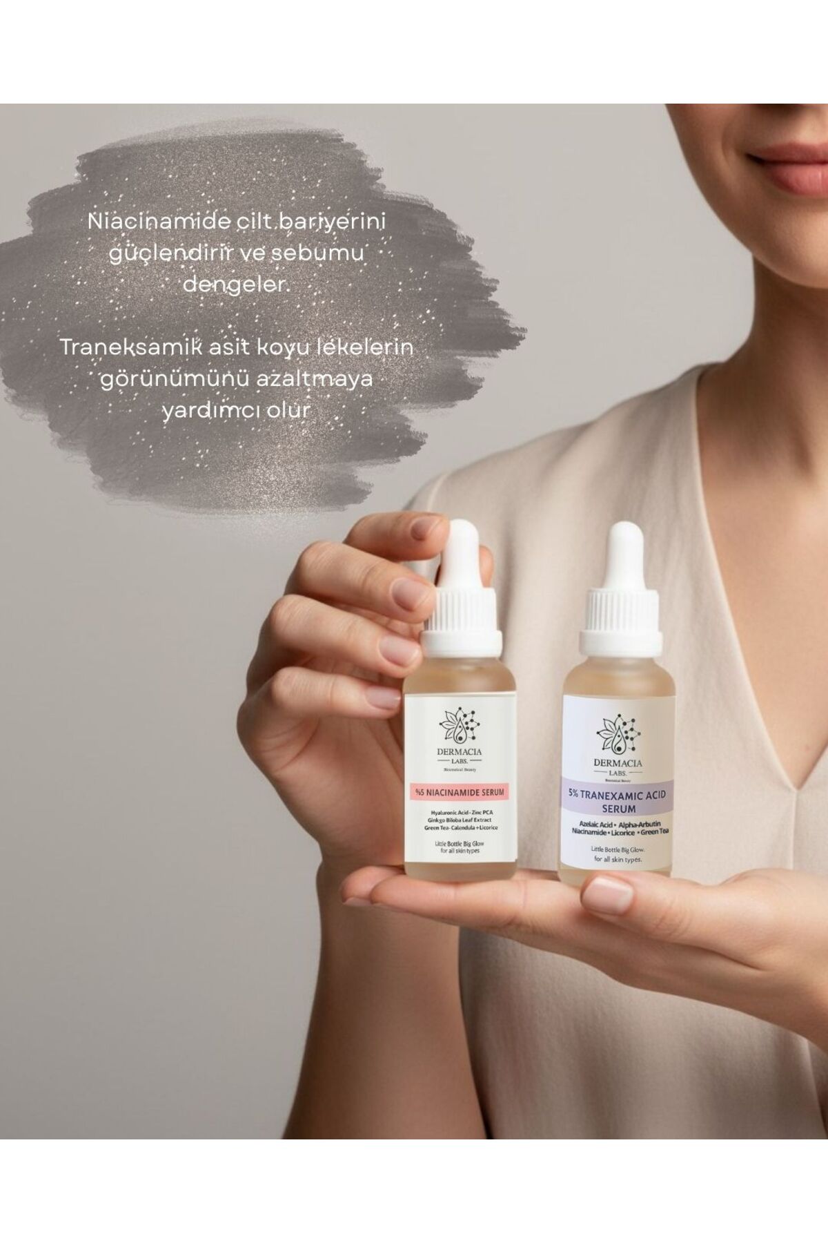 Leke Karşıtı Aydınlatıcı 2'li Serum Seti, %5 Traneksamik Asit, %5 Niacinamide Serum, Azelaik — DL-LEKSET2 — تصویر 2 از 6