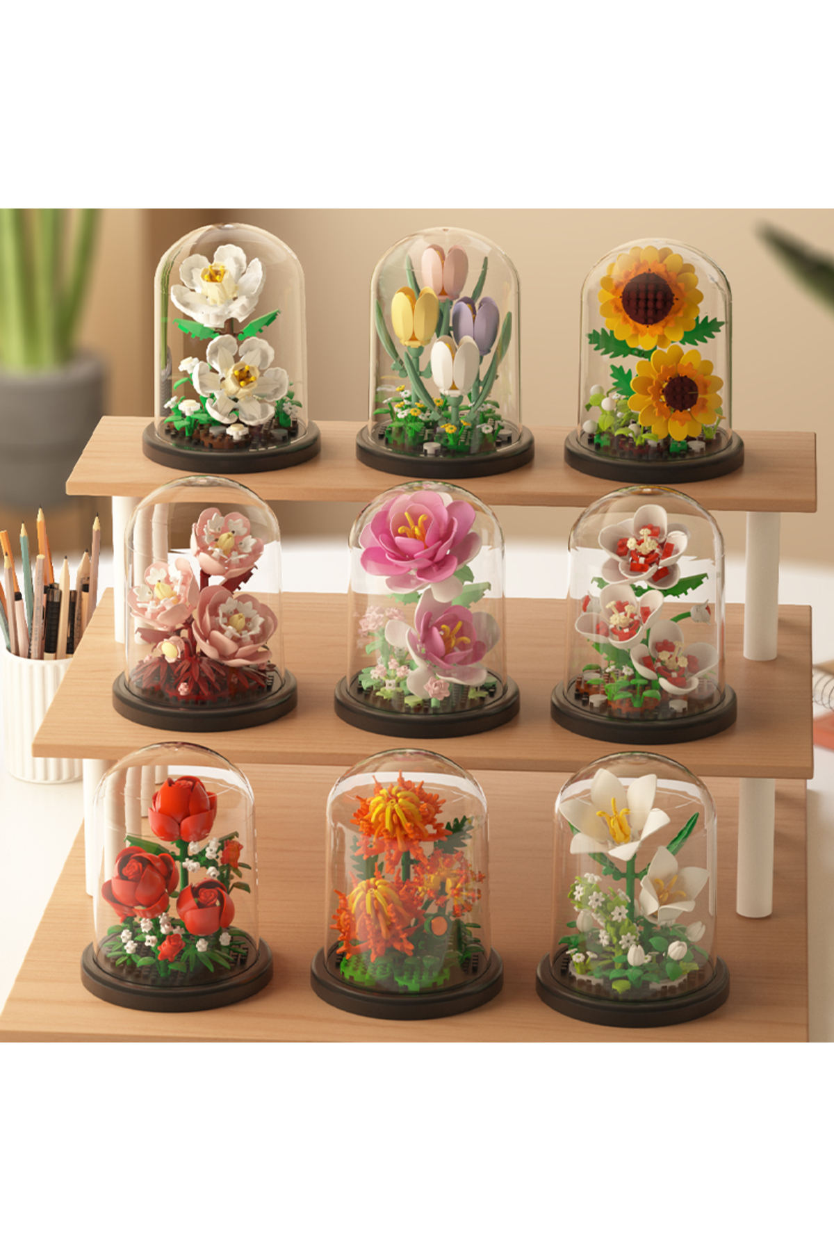HEY GİDİ GİFT Fanuslu Çiçek Serisi – Bahar Esintisi Sakura (168 Parça) – Mini Blok Yapı Oyuncakları Seti fotoğrafı 3 (önizleme)