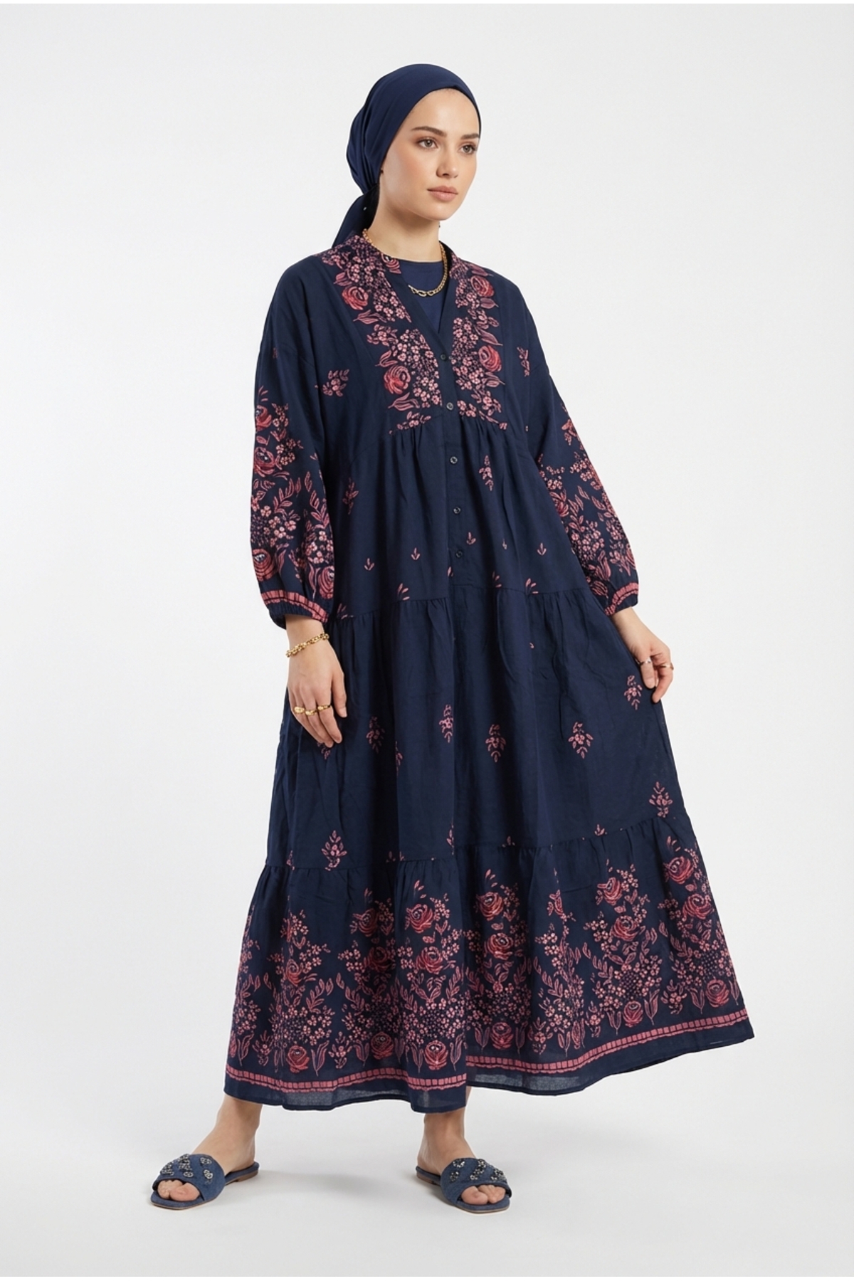 Kirazca Butik  Kadın Etnik Şık Tesettür Elbise Uzun Elbise - Görsel 5