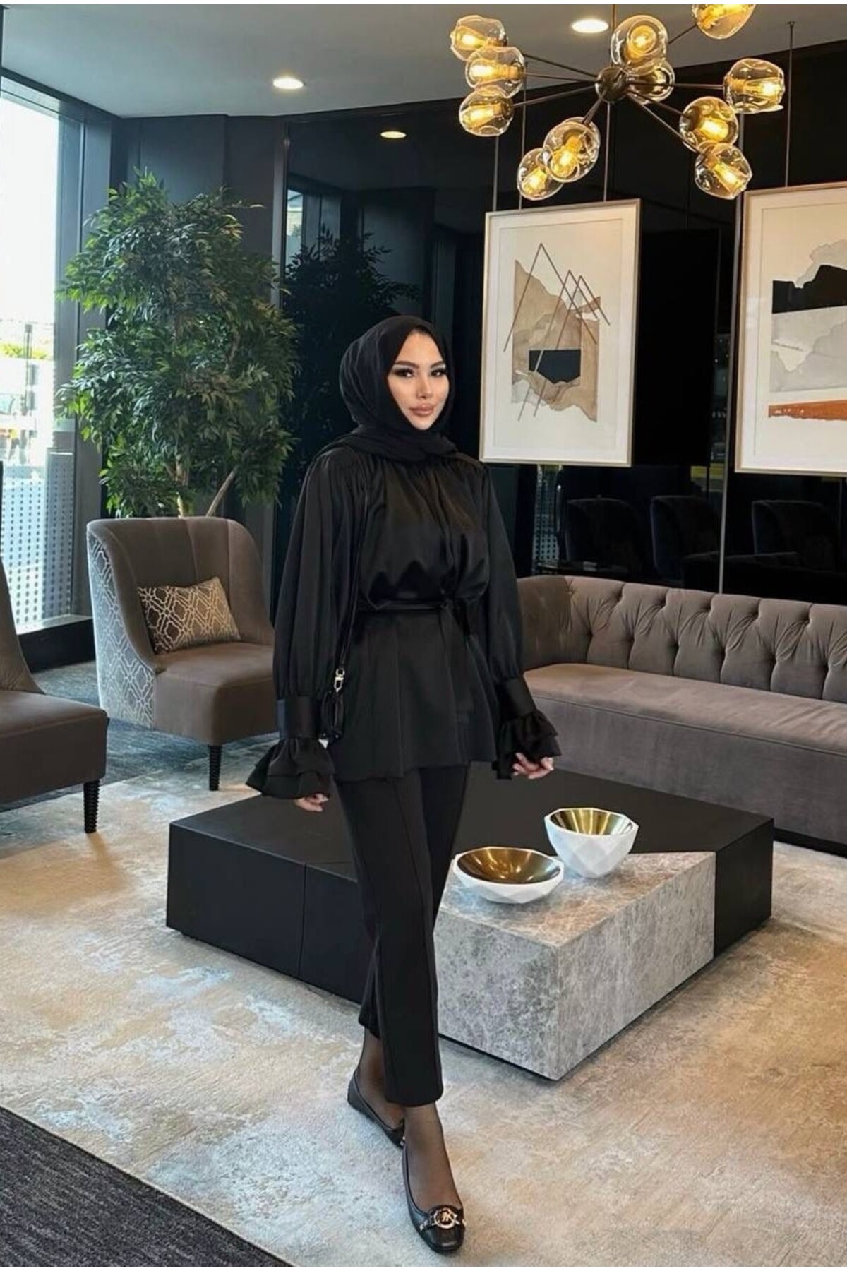 MEECY  Kuşaklı Tesettür Gömlek