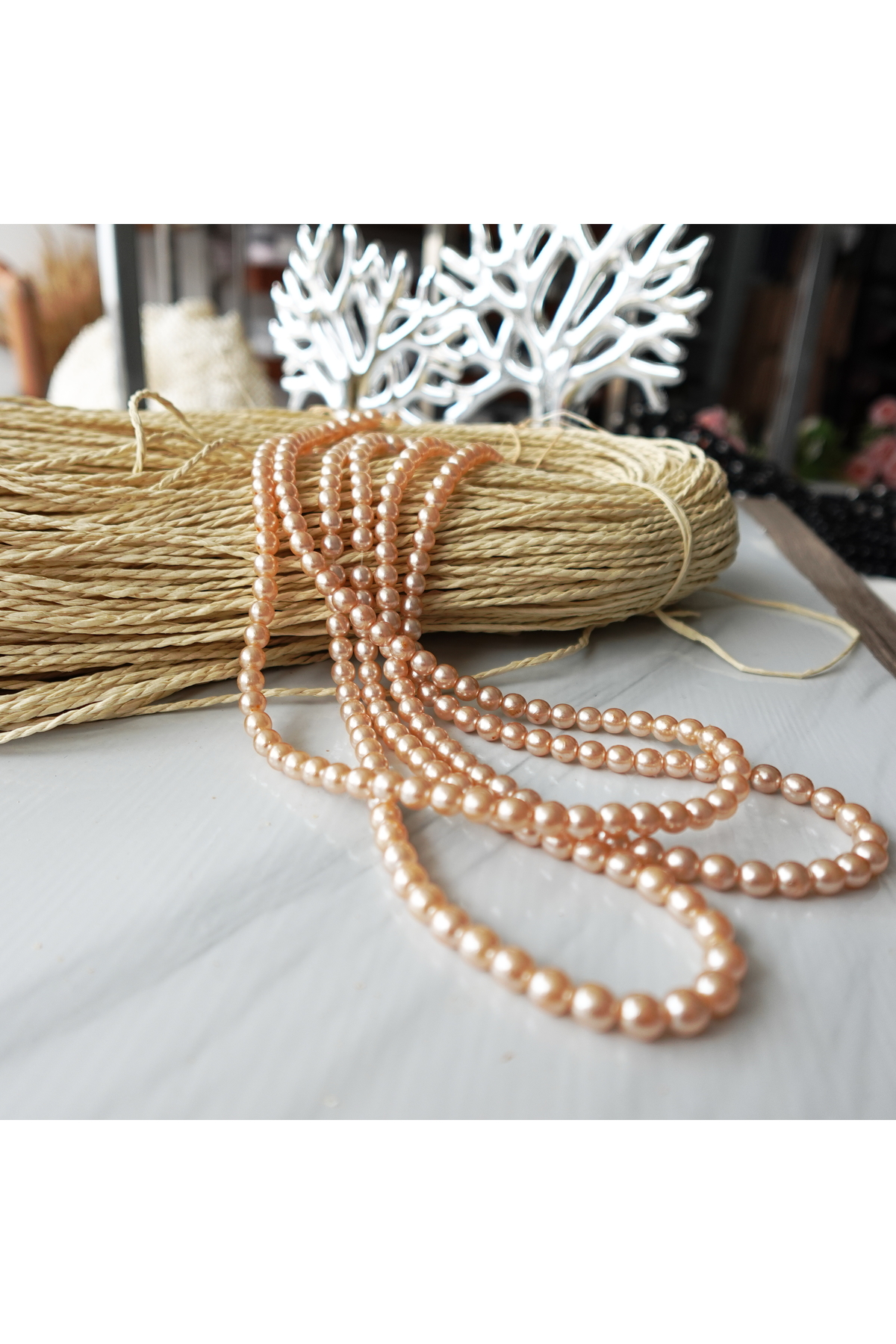 7 MM Czech Glass Pearl Beads 1 Array – Glossy Plated Beads for Jewelry and Bag Making