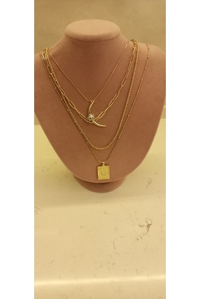 stainless steell Çelik Kombin kolye seti