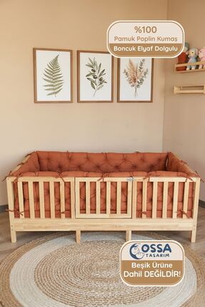 yasetex tasarım Pamuk Kumaş Kiremit Renk Montessori Yatak ve Beşik İçin 4 Ken...