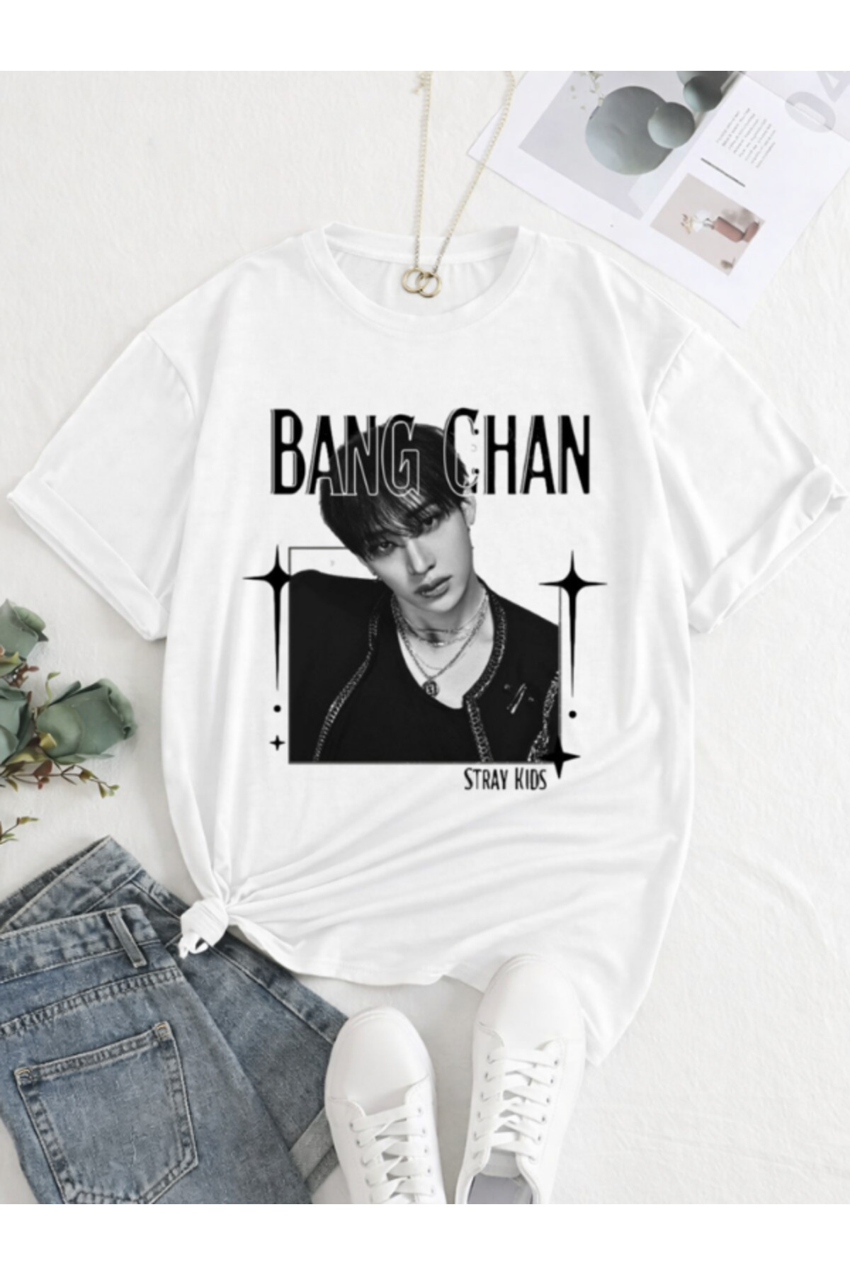 barsdepo Bang Chan Stray Kids Baskılı Tişört – SUPRIZ Hediyeli