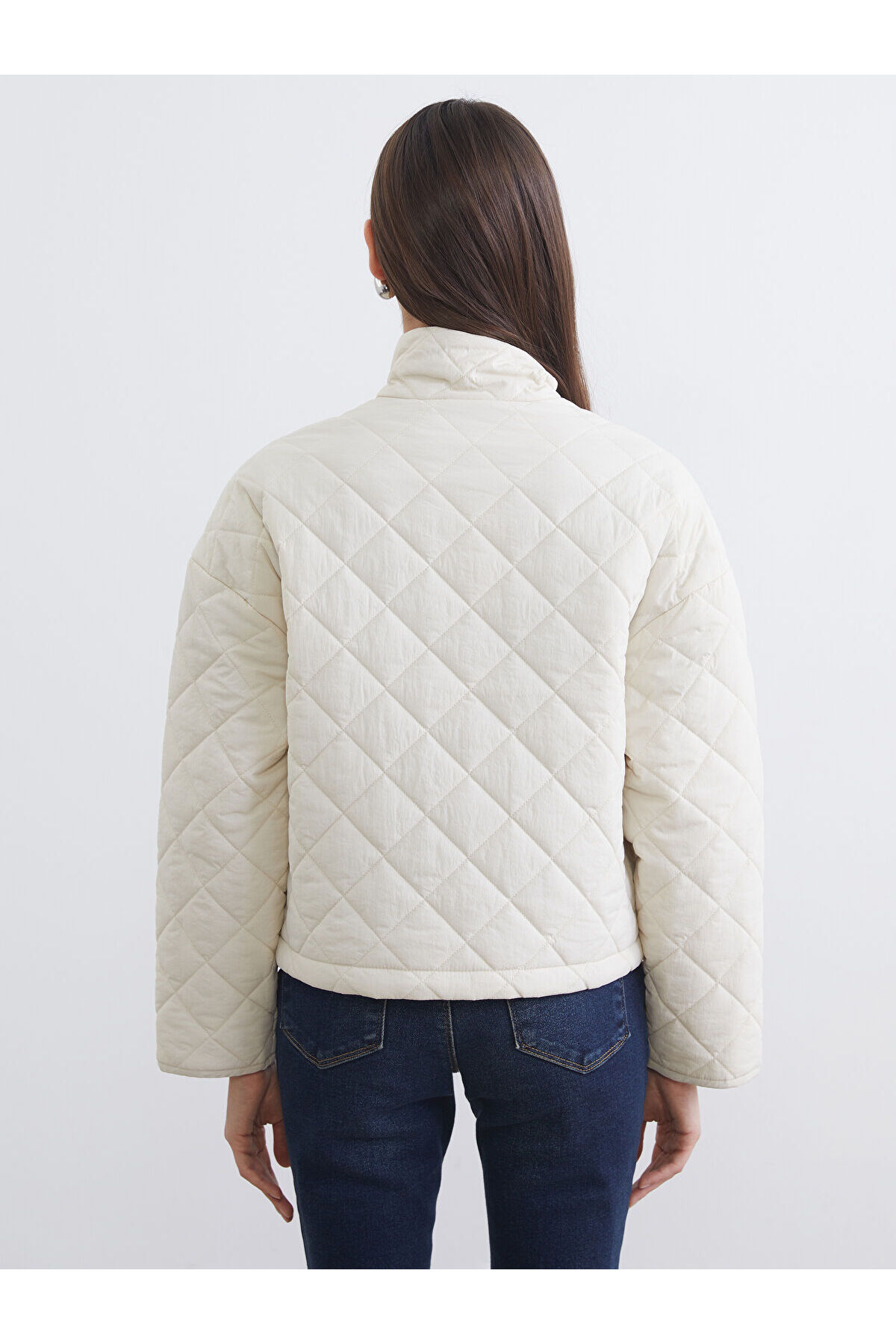 LC Waikiki  Timeless Clothing & Zamansız Seçimler Hakim Roba Yaka Baklava İşlemeli Kadın Şişme Mont - Görsel 6