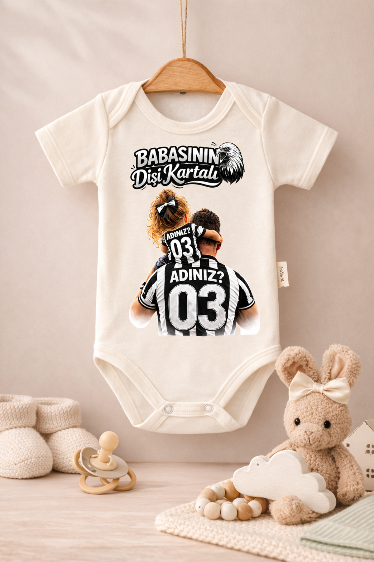 ModaXen Bebek Zıbın Komik Yazılı Babasının Dişi Kartalı Baskılı %100 Pamuk Body (Yenidoğan & Bebek) fotoğrafı 3 (önizleme)