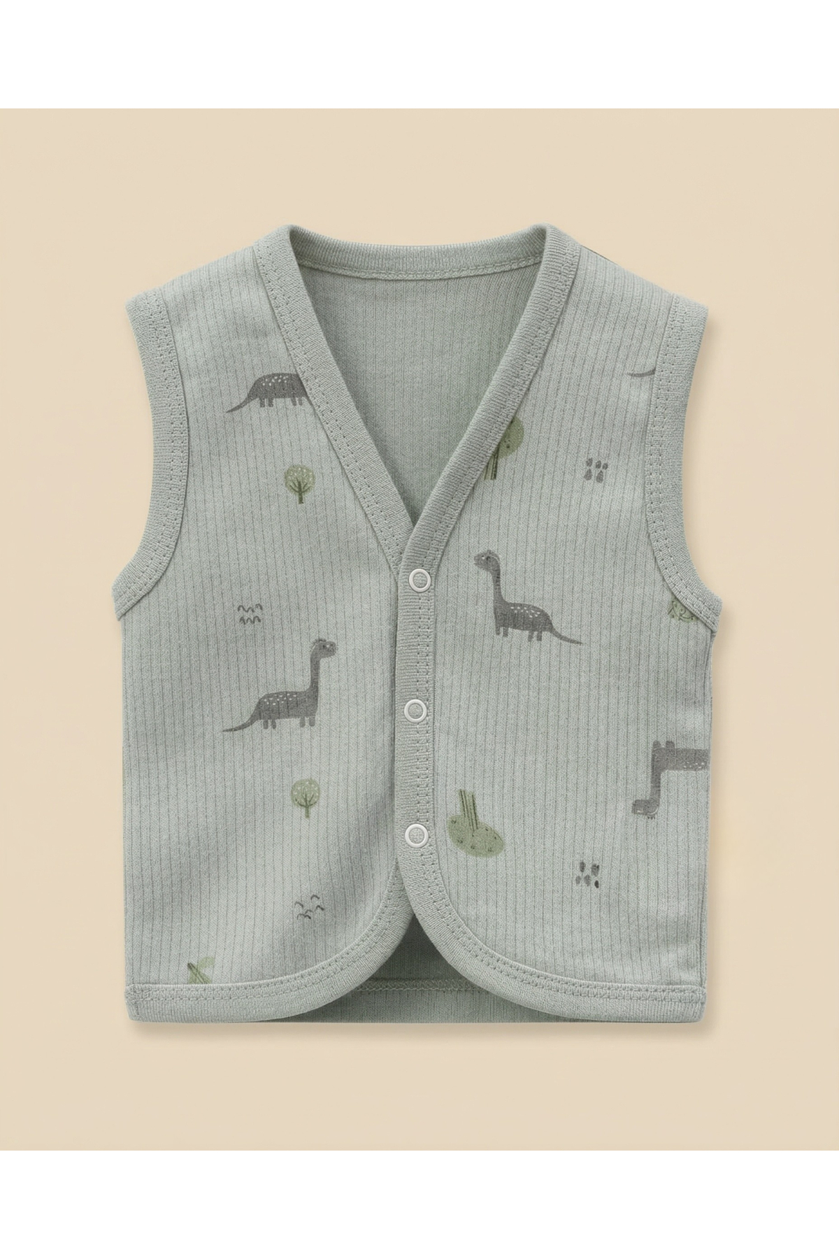Minory Baby - %100 Pamuk Bebek Yeleği | Dinozor Motifli fotoğrafı 2 (önizleme)