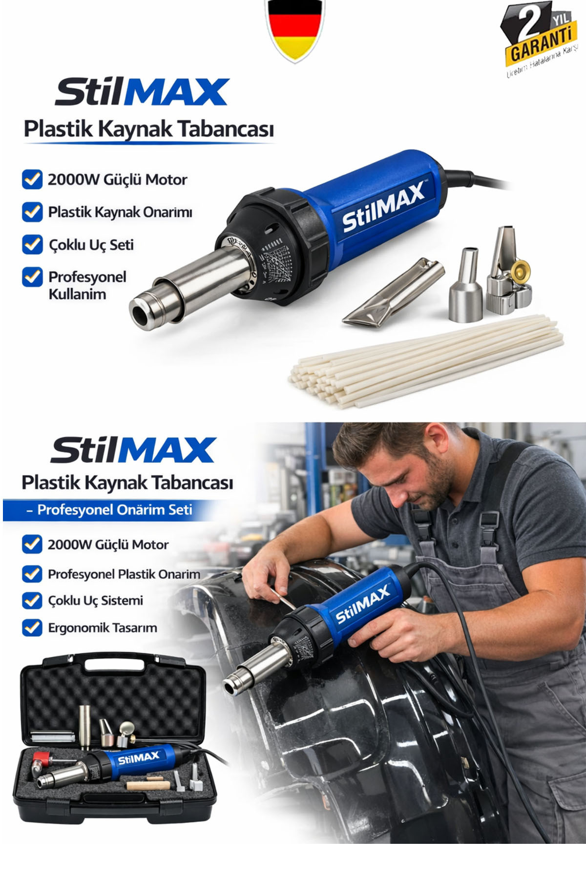 stilmax 2000W Plastik Kaynak Tabancası Tampon Plastik Tamir Onarım