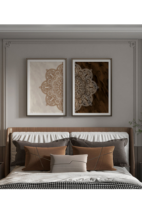 Meröka Sonsuz Harmoni Şık Modern Premium Mandala Tablo Seti 2'li Duvar Dekoru...