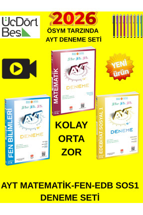 Üç Dört Beş Yayıncılık Üçdortbeş Yayincilik 2026 AYT Matematik 10-Fen 10-Edb ...