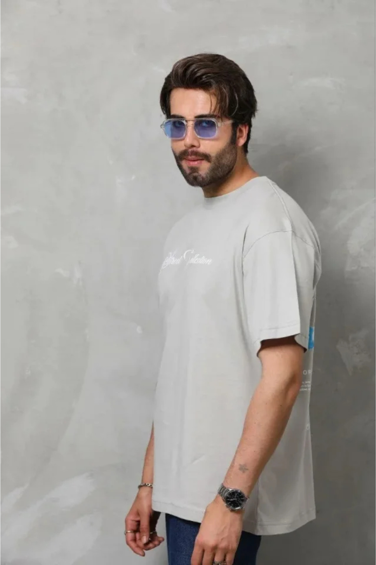 Erkek Baskılı T-Shirt Kısa Kol Bisiklet Yaka Regular Fit Rahat Kalıp Günlük Tişört - Gr alternatif görünüm