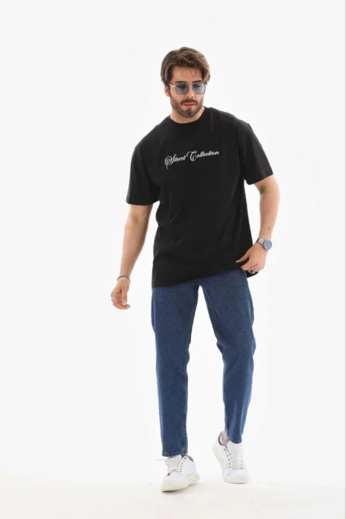 Erkek Baskılı T-Shirt Kısa Kol Bisiklet Yaka Regular Fit Rahat Kalıp Günlük Tişört - Si alternatif görünüm