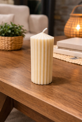 LuceStudio Luce Studio Dekoratif Doğal Mum 12 cm %100 Soya Wax Sütun Mum