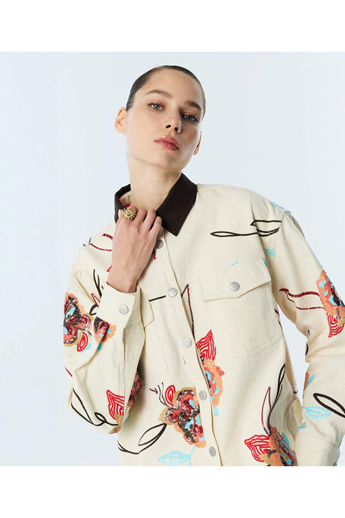 Twist Embroidered Sequin-Embellished Jacket