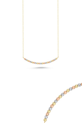 ZÜMRÜT SARRAF 14 Ayar Altın Üç Renkli Dorikalı Kolye