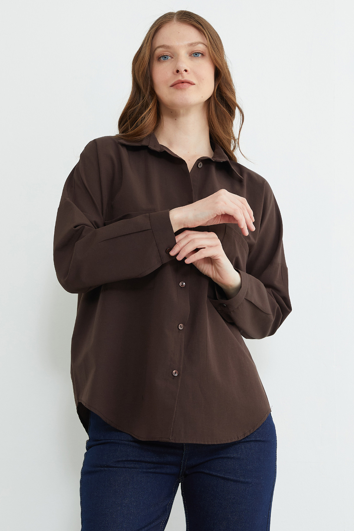 Fullamoda  Basic Çift Cepli Gömlek - Görsel 5