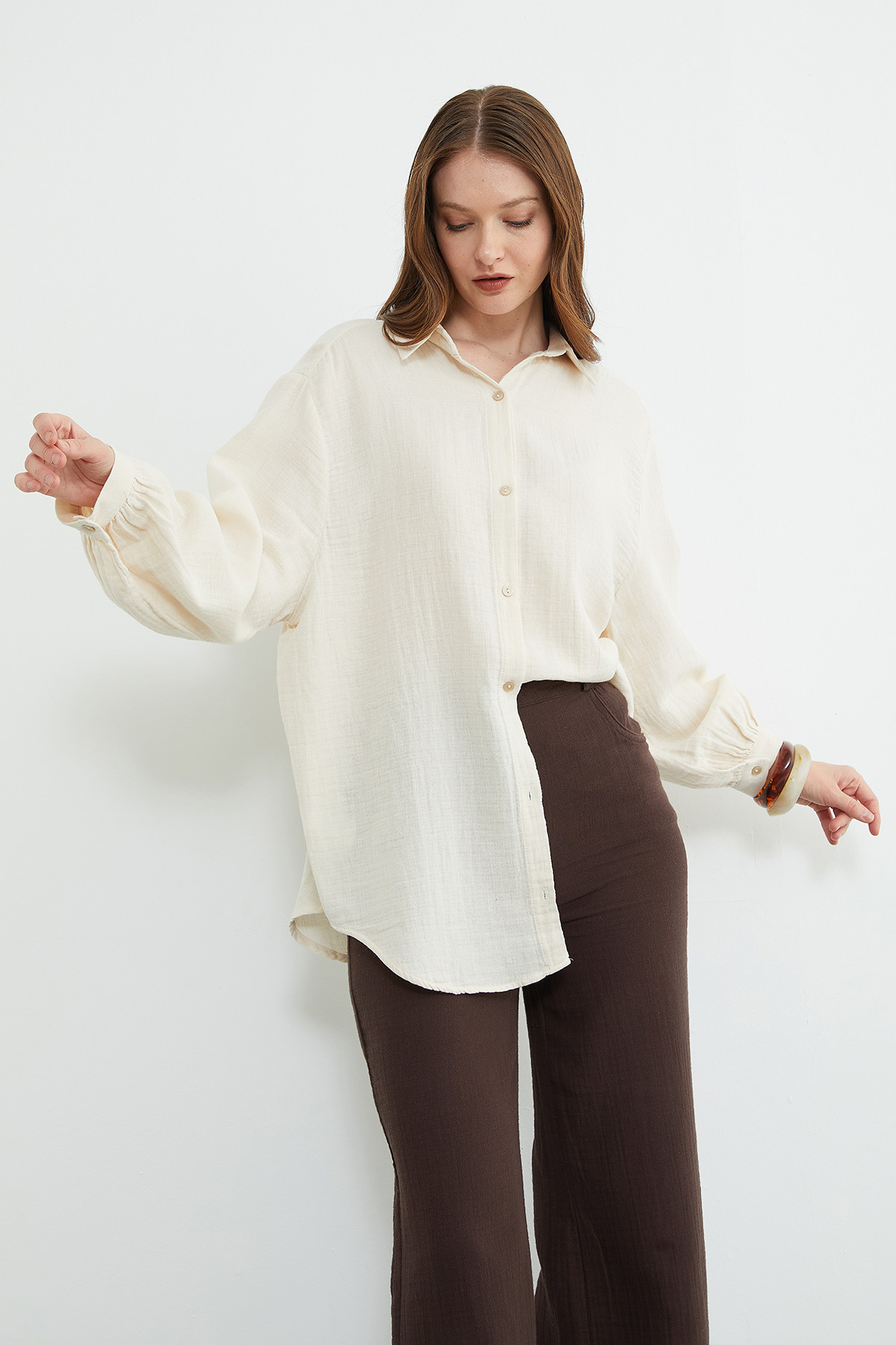 Fullamoda  Basic Oversize Gömlek - Görsel 3