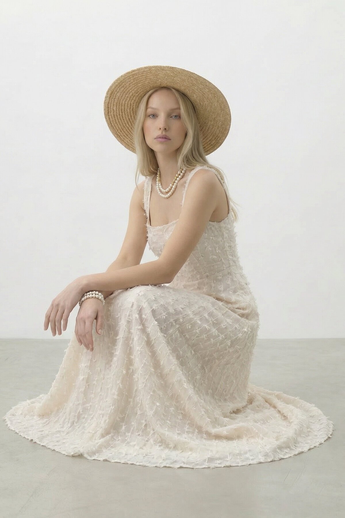 VAGGON  Askılı Kare Yaka Uzun Elbise