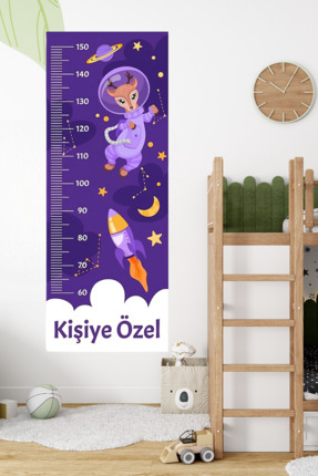 pinkipay Kişiye Özel Yavru Geyik Temalı Dekoratif Çocuk Boy Ölçer Sticker – D...