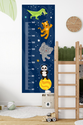 pinkipay Sevimli Hayvanlar Uzayda Temalı Dekoratif Çocuk Boy Ölçer Sticker – ...