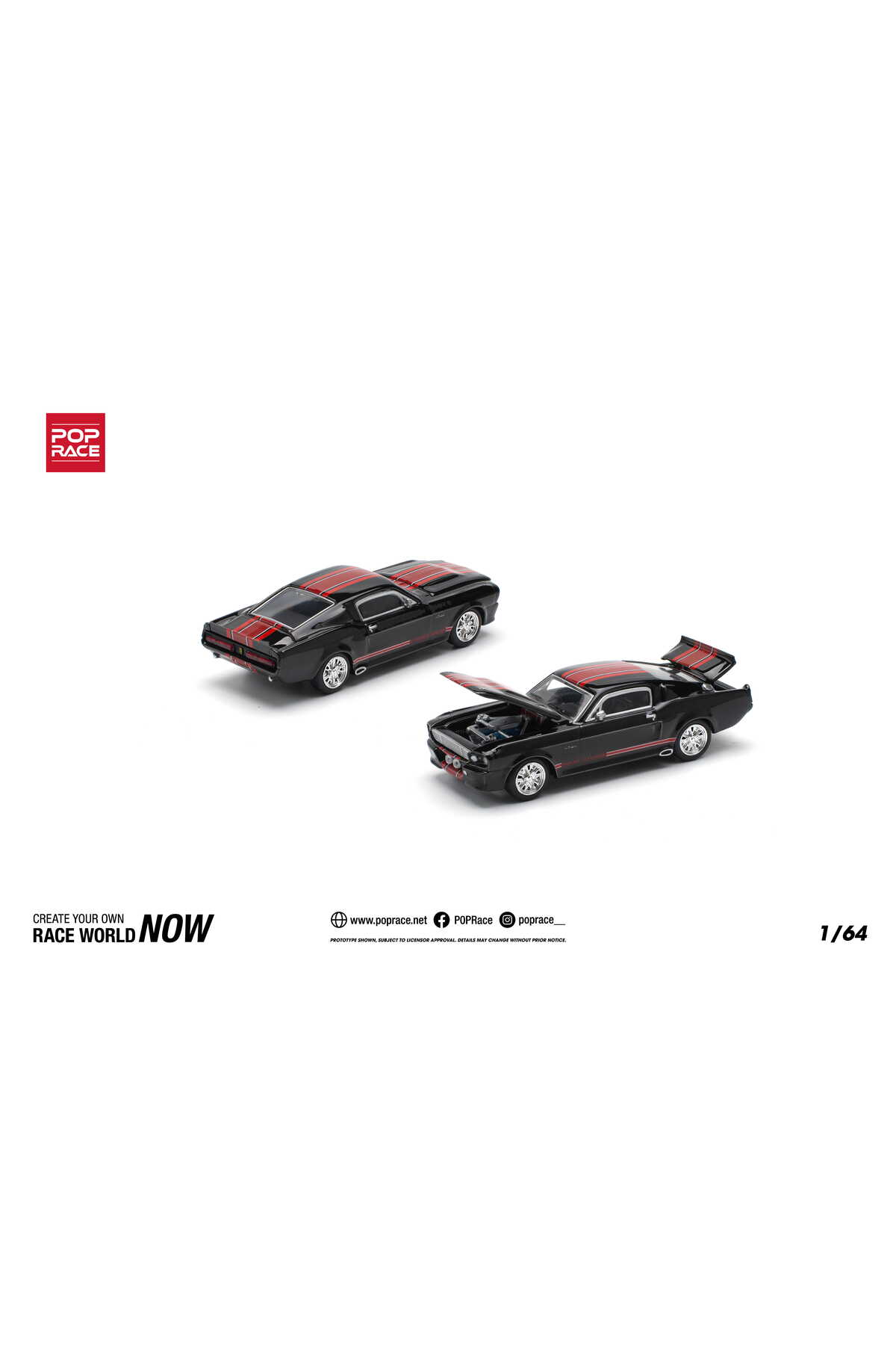 pop race 1 Pop Race Shelby Mustang GT500 Dark Chrome 1:64 Diecast