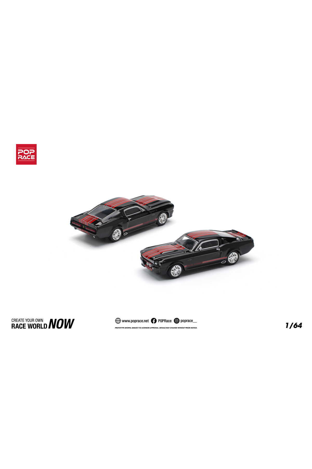 pop race 1 Pop Race Shelby Mustang GT500 Dark Chrome 1:64 Diecast