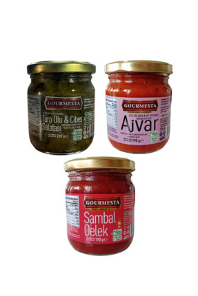 GOURMESTA 3'lü 210 cc Meze Seti (1 Adet Ajvar, 1 Adet Sambal Oelek Sos, 1 Ade...