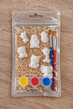 wish workshop Çocuk Boyama Seti Taş Tozu Boyanabilir Figür – 3'lü Parmak Boya...