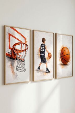 KİDEWO Kişiye Özel İsimli Basketbol Çocuk Odası 3'lü Poster Seti Duvar Tablos...