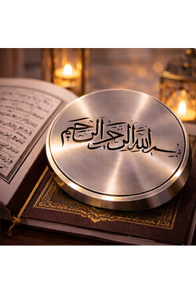 BAKIRCIM STORE Besmele Yazılı Premium Metal Disk – LED Işıklı Hediye Kutulu İ...