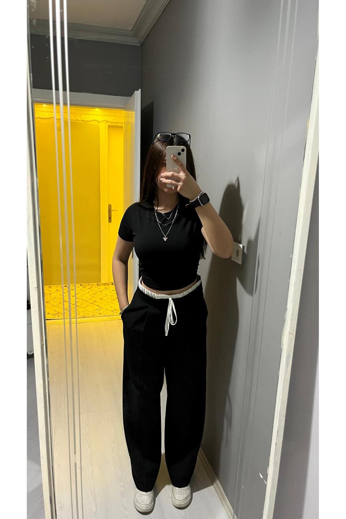 RosaCo  Wide Leg Çift Bel Pantolon