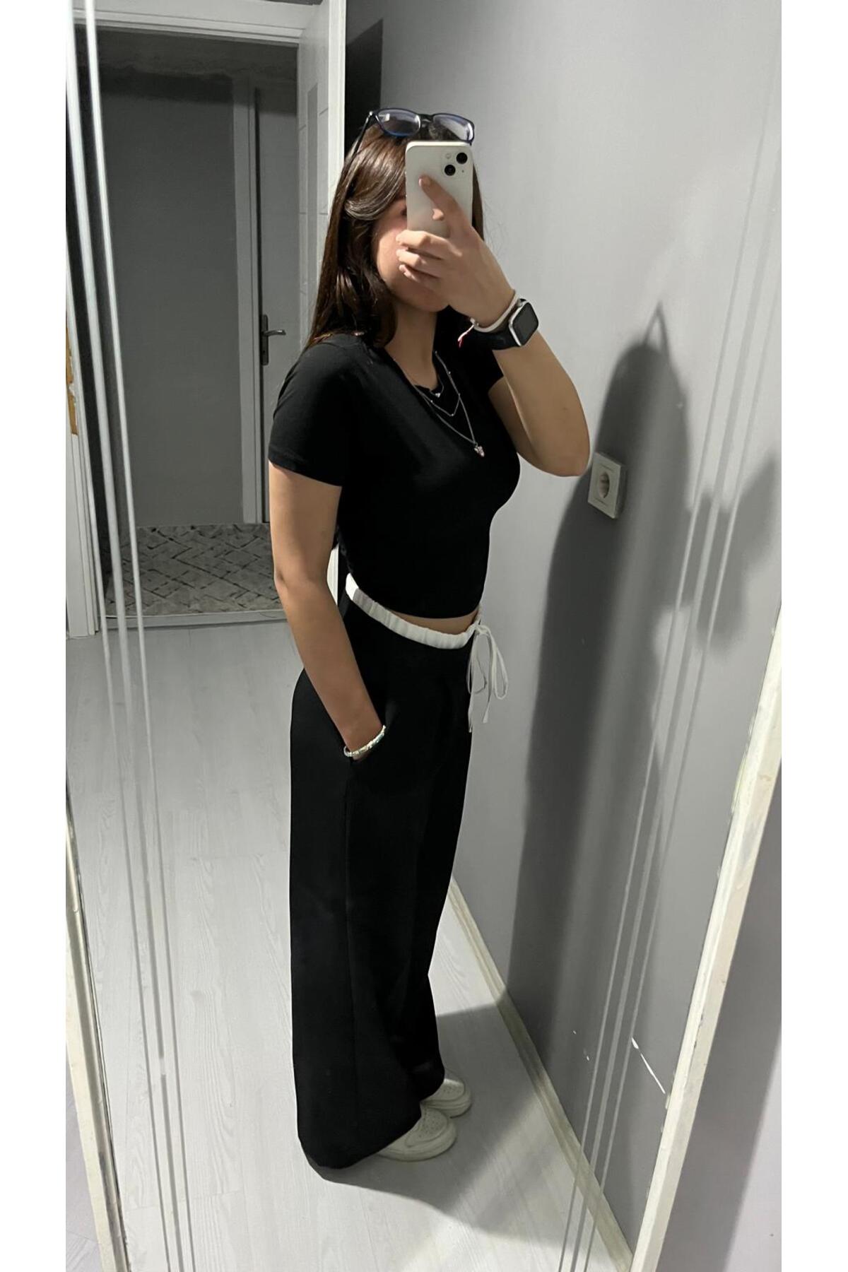 RosaCo  Wide Leg Çift Bel Pantolon - Görsel 2