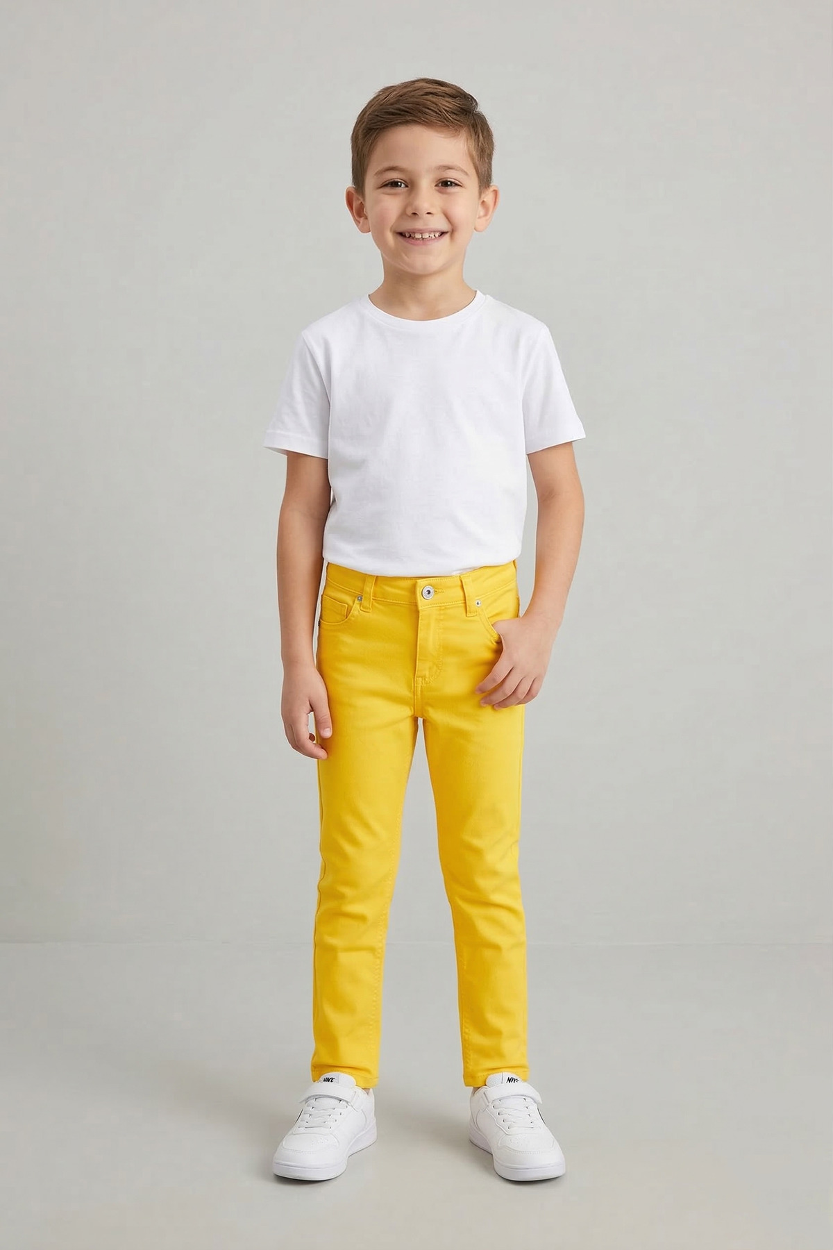 Boys Yellow Belted Waist Linen Pants 23 April 29 October Showwear