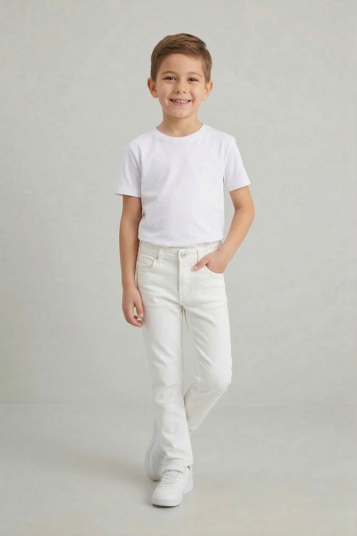Boys White Waist Belted Linen Pants 23 April 29 October Showwear