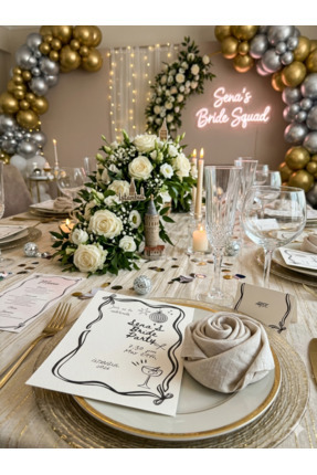 Atölyer parti davetiye kart seti (davetiye kartı+kişiye özel masa isimlik) 10...