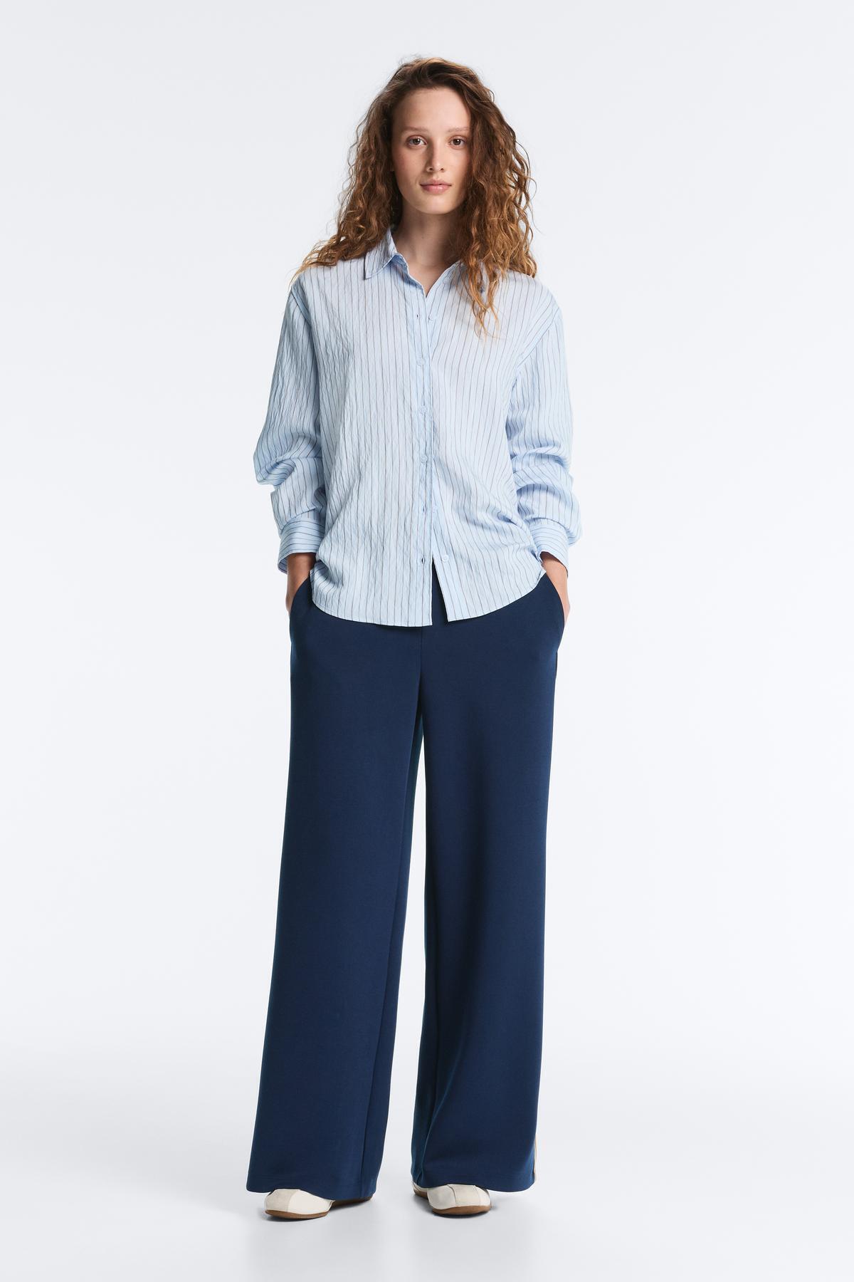 Oysho  Yan şeritli twill düz paça pantolon - Görsel 7