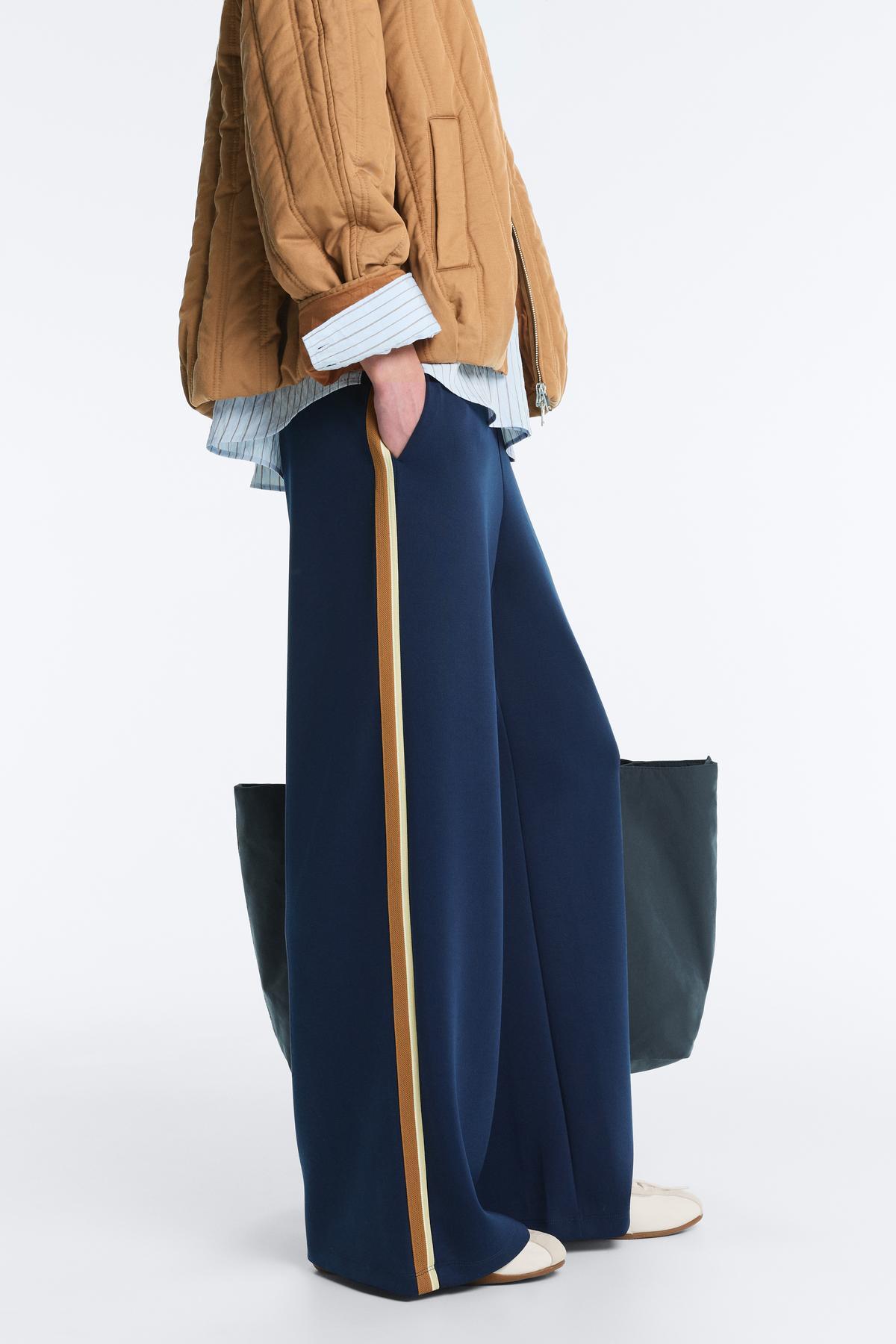 Oysho  Yan şeritli twill düz paça pantolon - Görsel 3