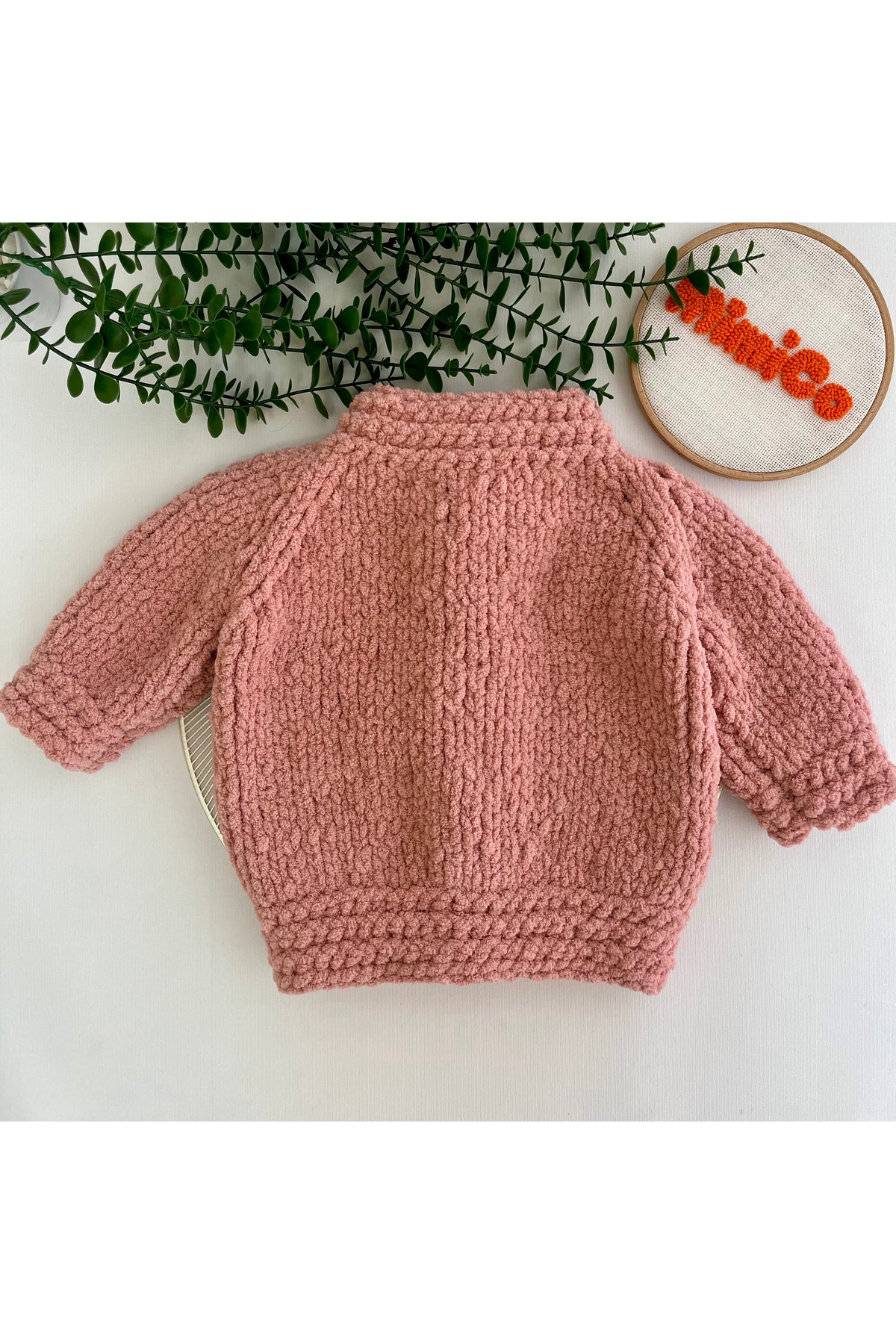 MimiCo Kız Bebek El Örgüsü Hırka - Pembe fotoğrafı 2 (önizleme)