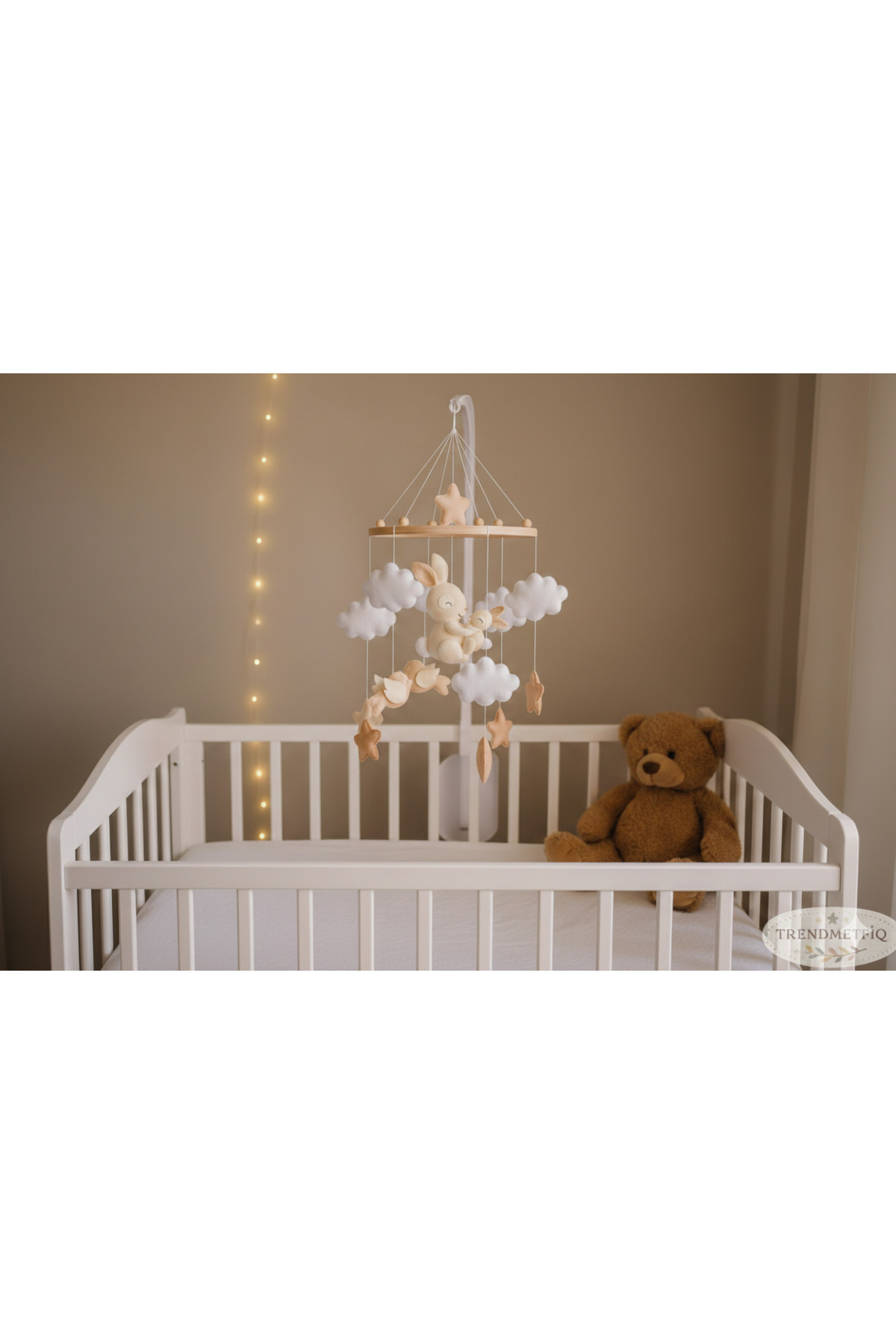 TREND METFİQ DECORATİON Premium El Yapımı Keçe Bebek Dönencesi - Montessori Yenidoğan Uyku Arkadaşı ve Beşik Oyuncağı anne fotoğrafı 4 (önizleme)