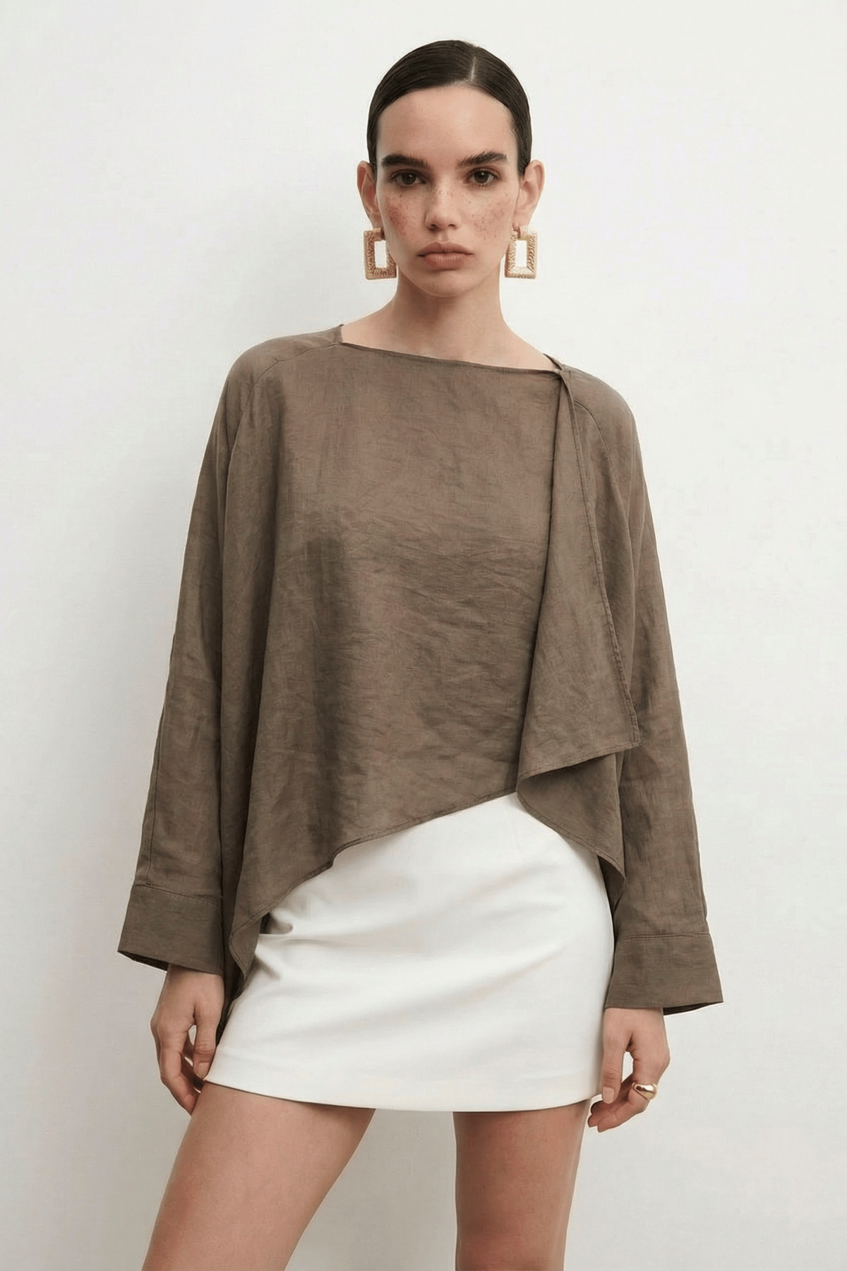Suziş  KAHVERENGİ UÇUŞAN PELERİN BLUZ 5026 - Görsel 5