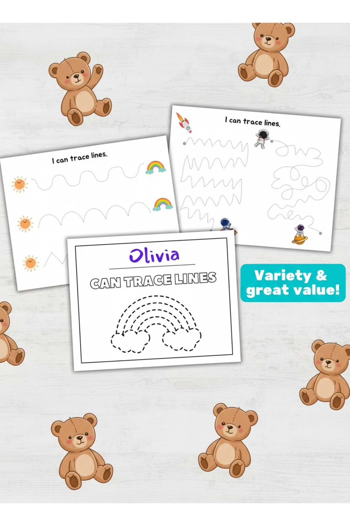 JACA 60 Adet Okul Öncesi Bebek Çizgi Takibi Worksheet Motor Becerisi Geliştirme A4 Sayfaları fotoğrafı 2 (önizleme)