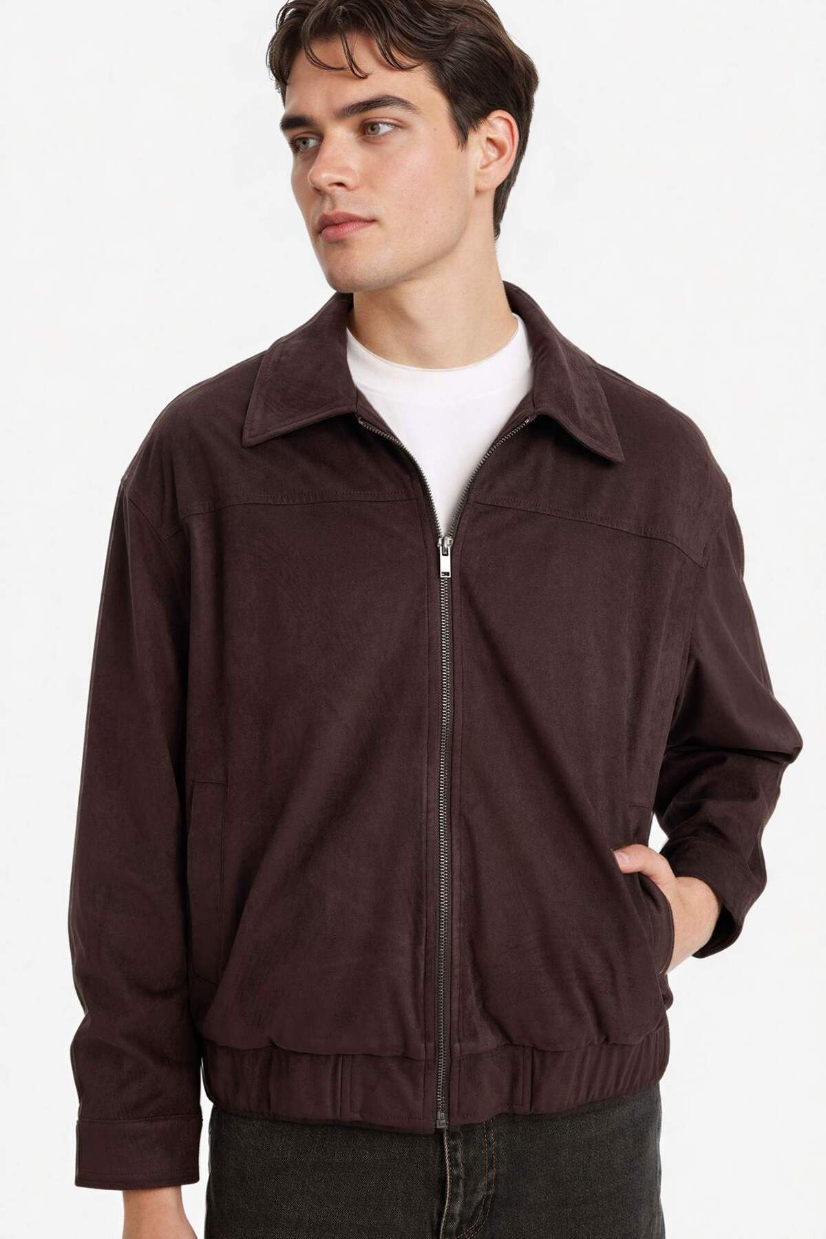 OverShirt Fit Gömlek Yaka Mont G5885AX26SP — قهوه‌ای — تصویر 3 از 8
