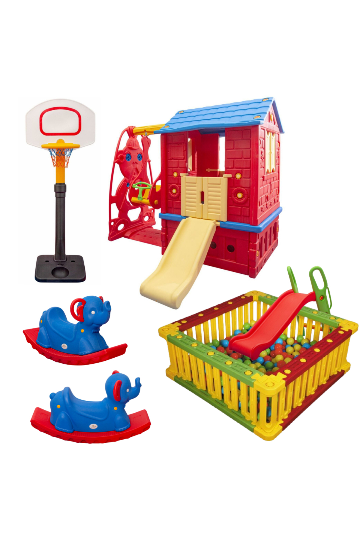 Empressco Salıncak - Kaydıraklı Oyun Evi - Top Havuzu Seti - Büyük Basket Potası - 2 Sallanan Fil fotoğrafı 2 (önizleme)