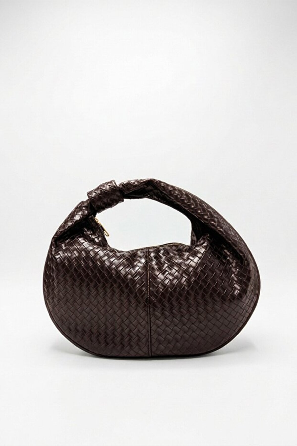 themoiss The Moıss Acı Kahve Botega Orgu Dokulu Clutch Kadın Çanta görsel 4