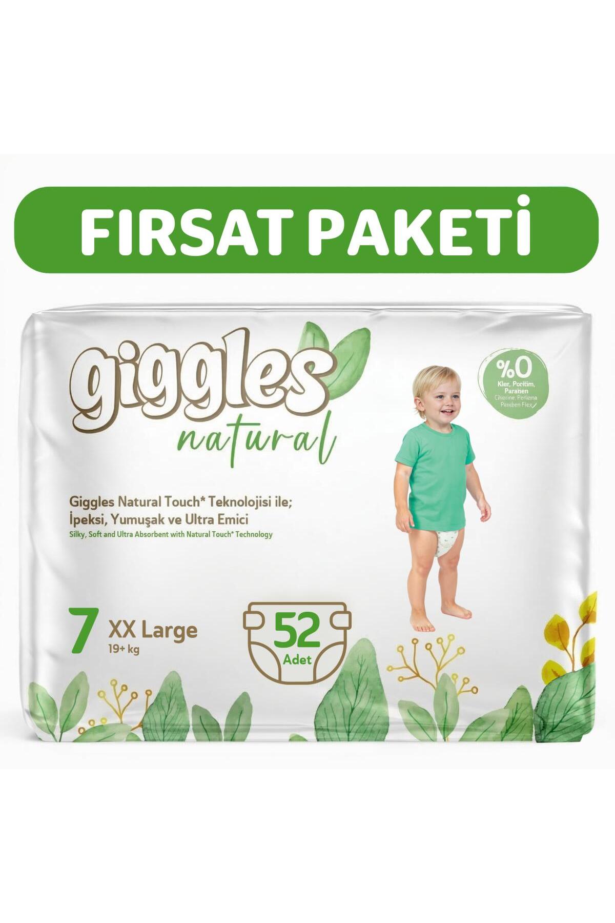 giggles Natural 7 Numara Pamuklu Bebek Bezi 52 Adet
