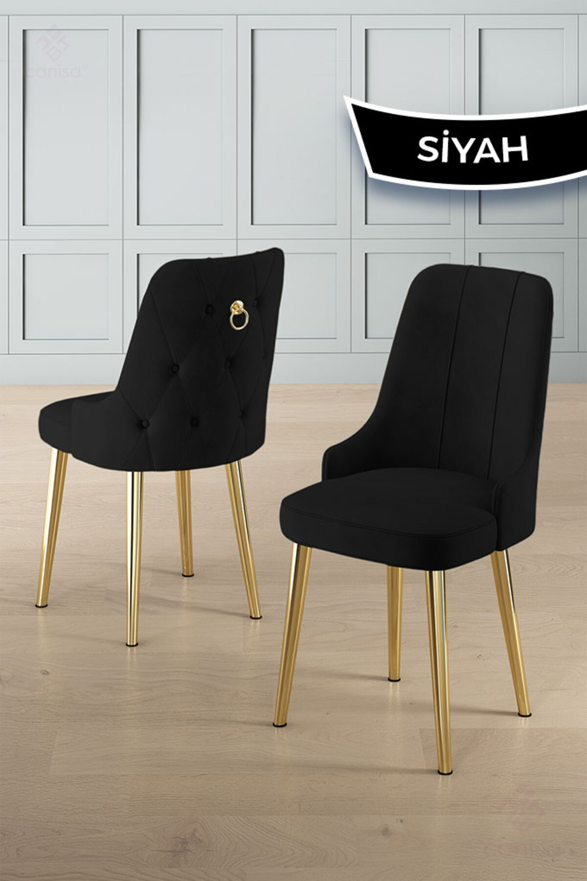 Newa Series 1 Black Chair 1st Class Babyface Fabric Gold Plated Metal Legs